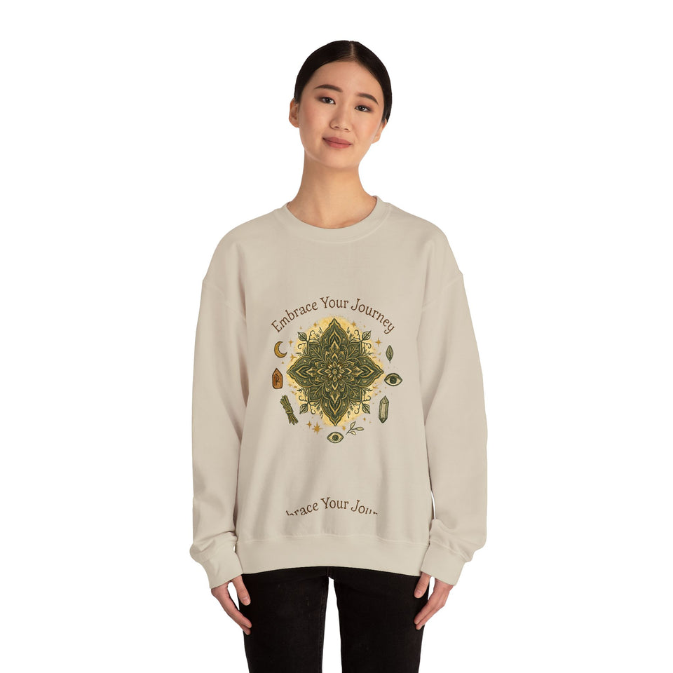 Embrace Your Journey Mandala Crewneck Sweatshirt | Boho Spiritual Meditation