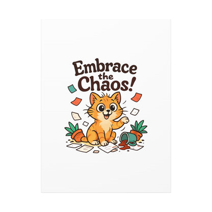 Embrace the Chaos! Cat Canvas Wall Art — Playful Orange Kitten Illustration
