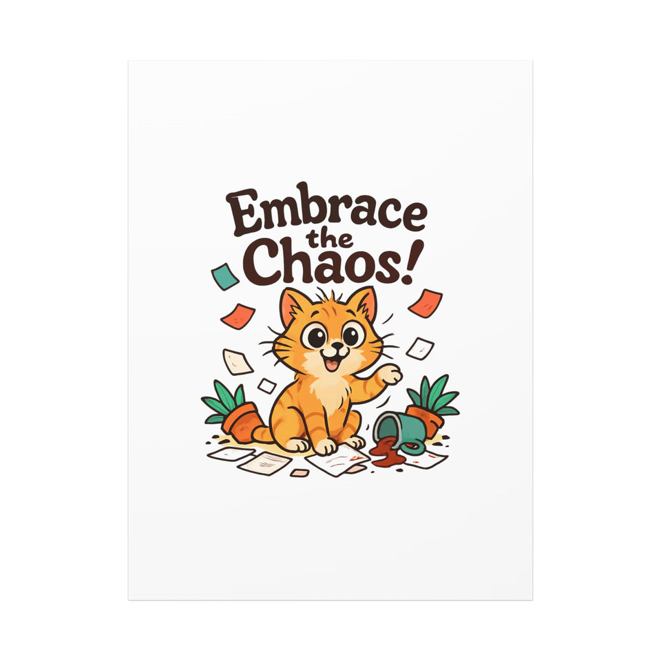 Embrace the Chaos! Cat Canvas Wall Art — Playful Orange Kitten Illustration