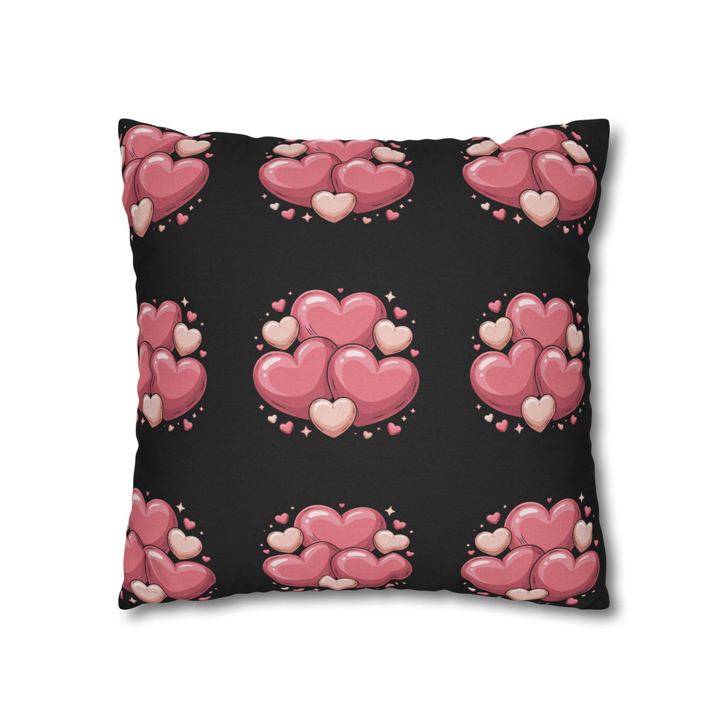 Heart Cluster Pillowcase — Cute Pink Valentine Decorative Throw Pillow