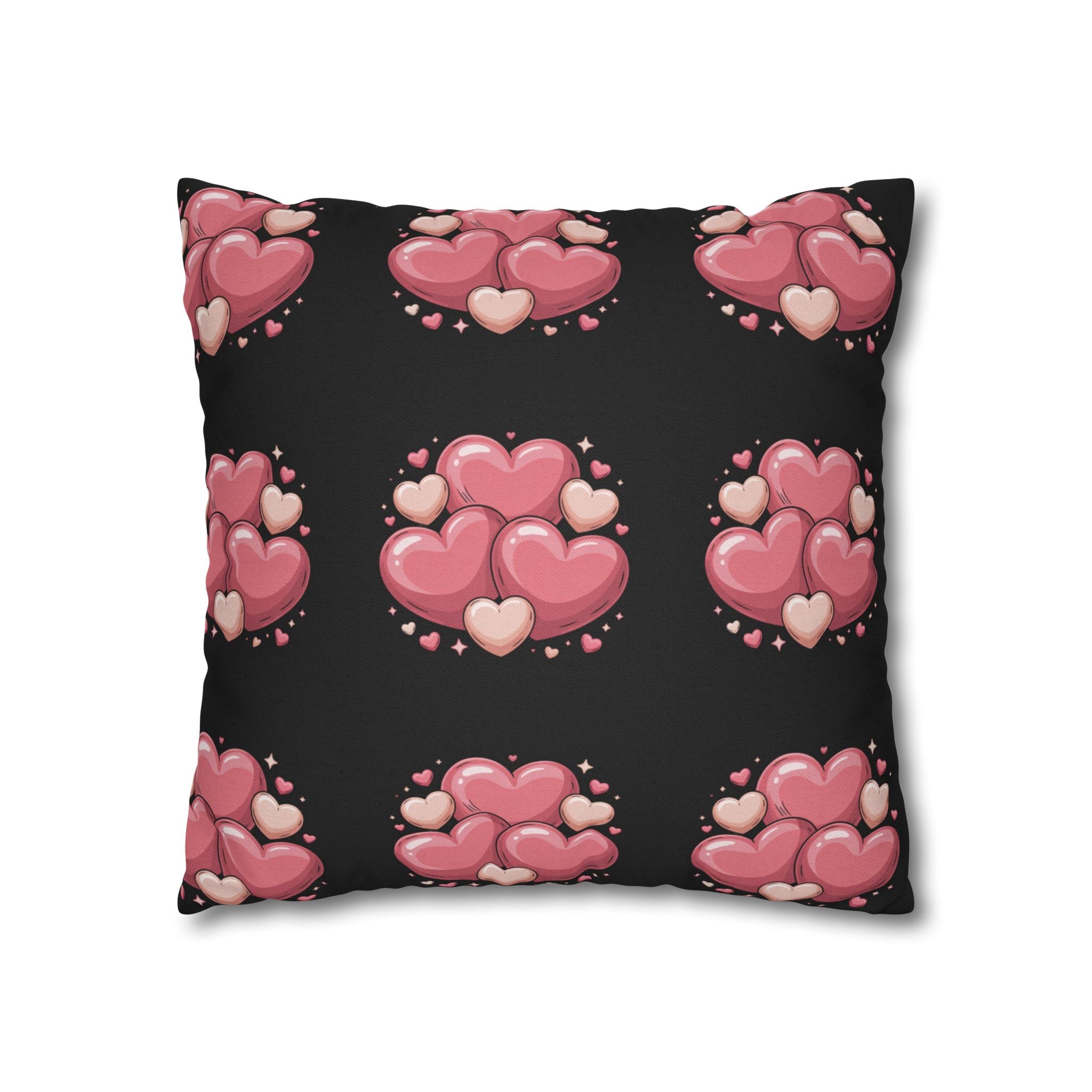 Heart Cluster Pillowcase — Cute Pink Valentine Decorative Throw Pillow