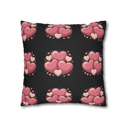 CartersLog Pink Heart Cluster Square Pillow Cover – Valentine’s Day Decorative Pillowcase