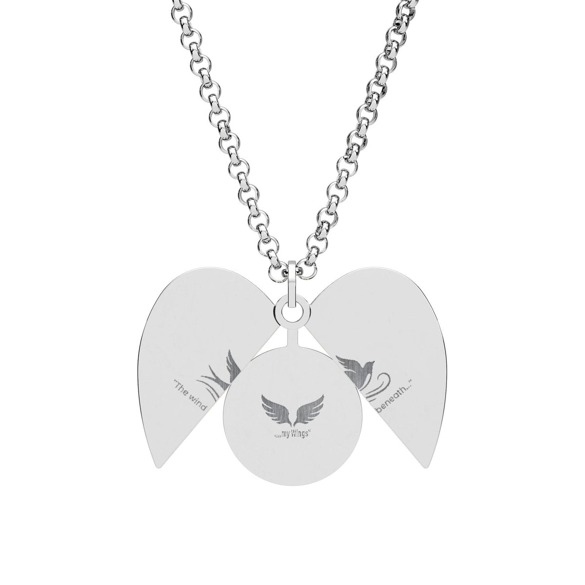 Hidden Message Necklace – Engraved Heart Wing Locket