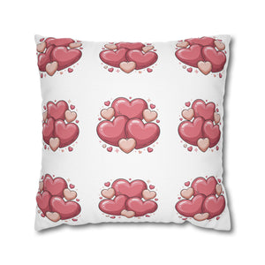 CartersLog Pink Heart Cluster Square Pillow Cover – Valentine’s Day Decorative Pillowcase