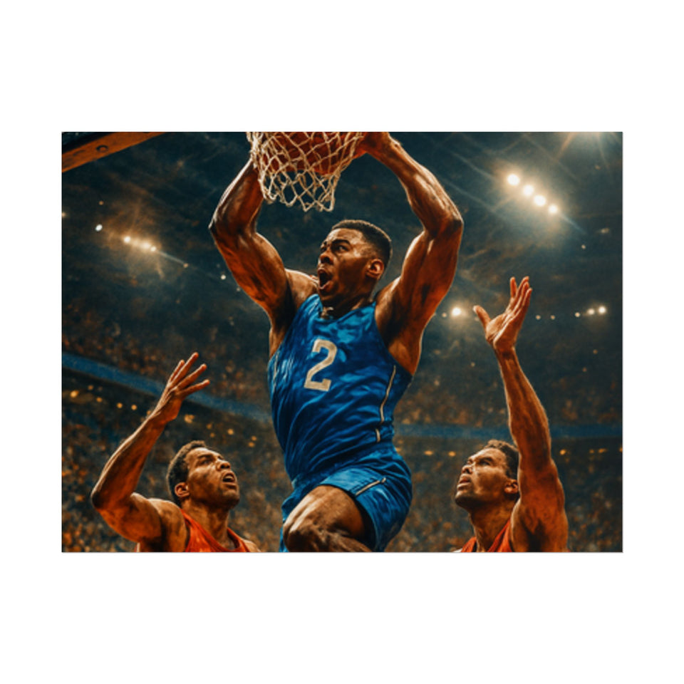 Poster Print, Dynamic Basketball Art Decor for Gamer Gift, Man Cave, Athletic Office, Sports Wall Art