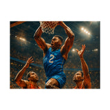 Poster Print, Dynamic Basketball Art Decor for Gamer Gift, Man Cave, Athletic Office, Sports Wall Art
