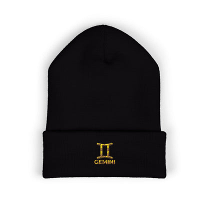 Embroidered Gemini Zodiac Cuffed Beanie