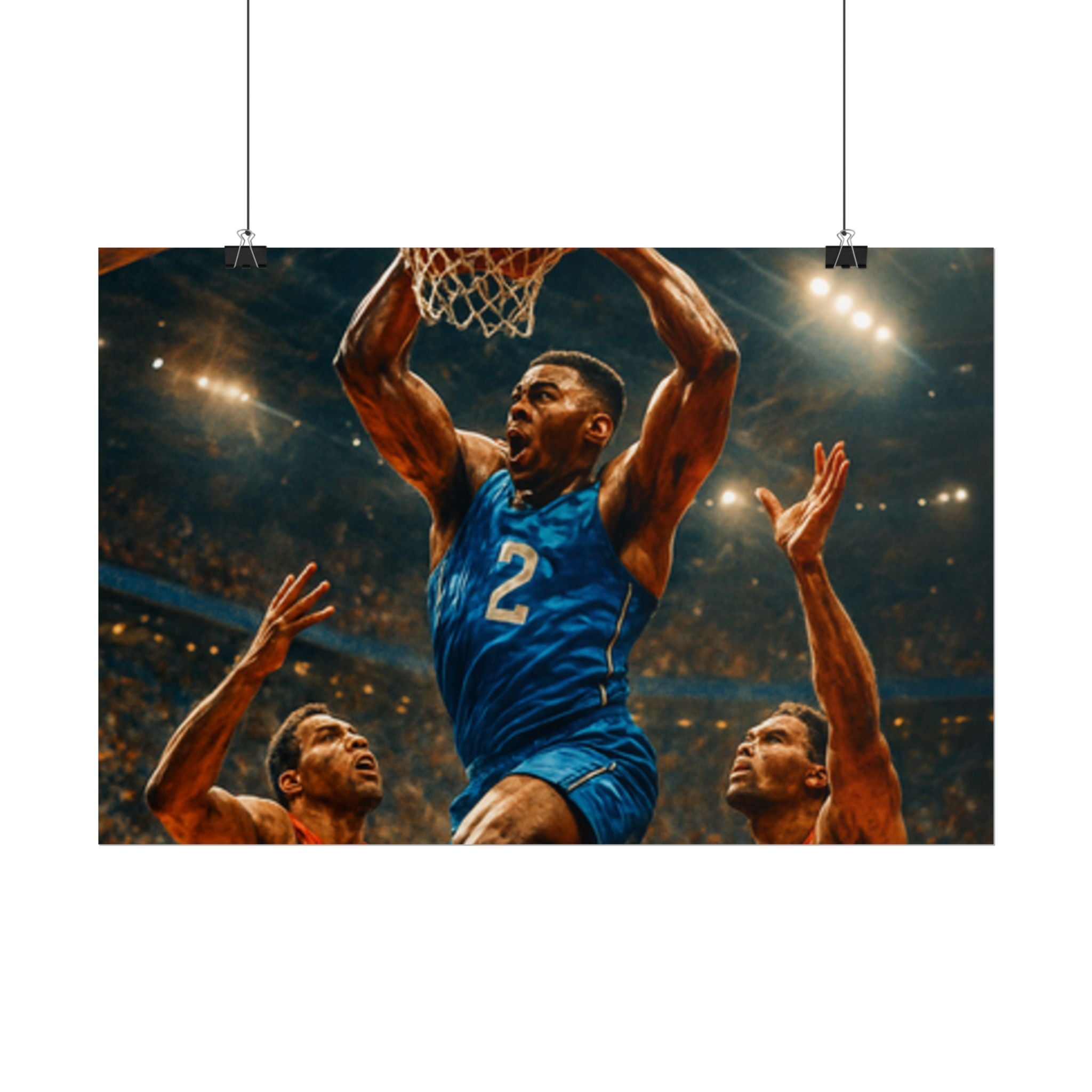 Poster Print, Dynamic Basketball Art Decor for Gamer Gift, Man Cave, Athletic Office, Sports Wall Art