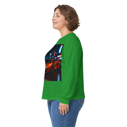 Long Sleeve Tee — Neon City Red Sports Car Streetwear