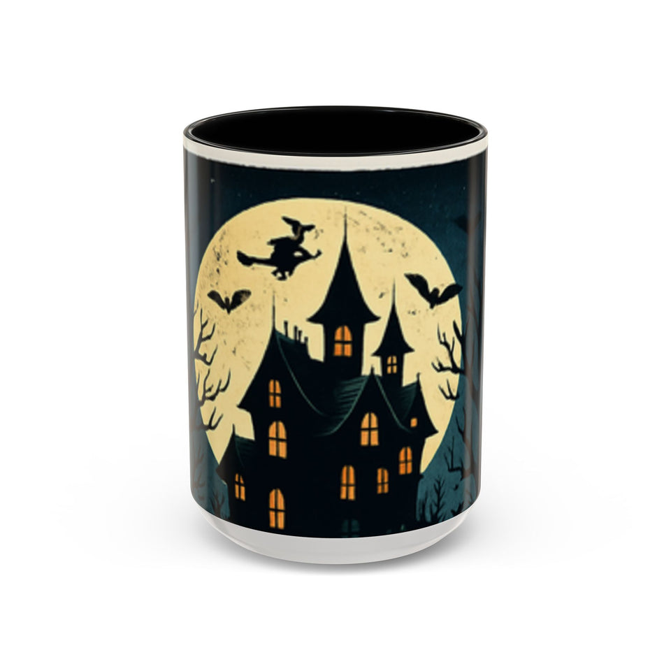 CartersLog Cozy October Fright Night Accent Coffee Mug – 11oz & 15oz Autumn Halloween Ceramic Cup