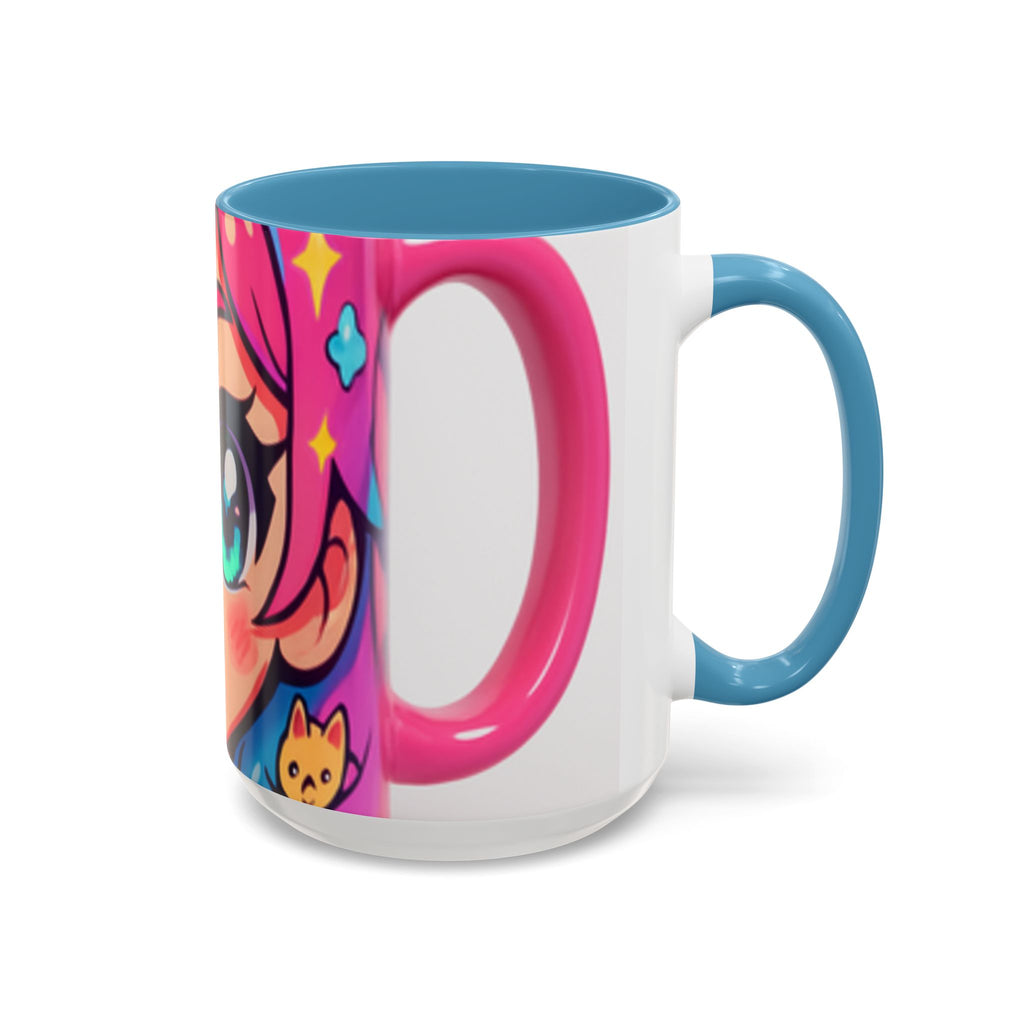 Vibrant Anime Inspired Coffee Mug, Cute Cat Lover Gift, Fun Kitchen Accessory, Bright Accent Mug for Daily Use, Whimsical Drinkware