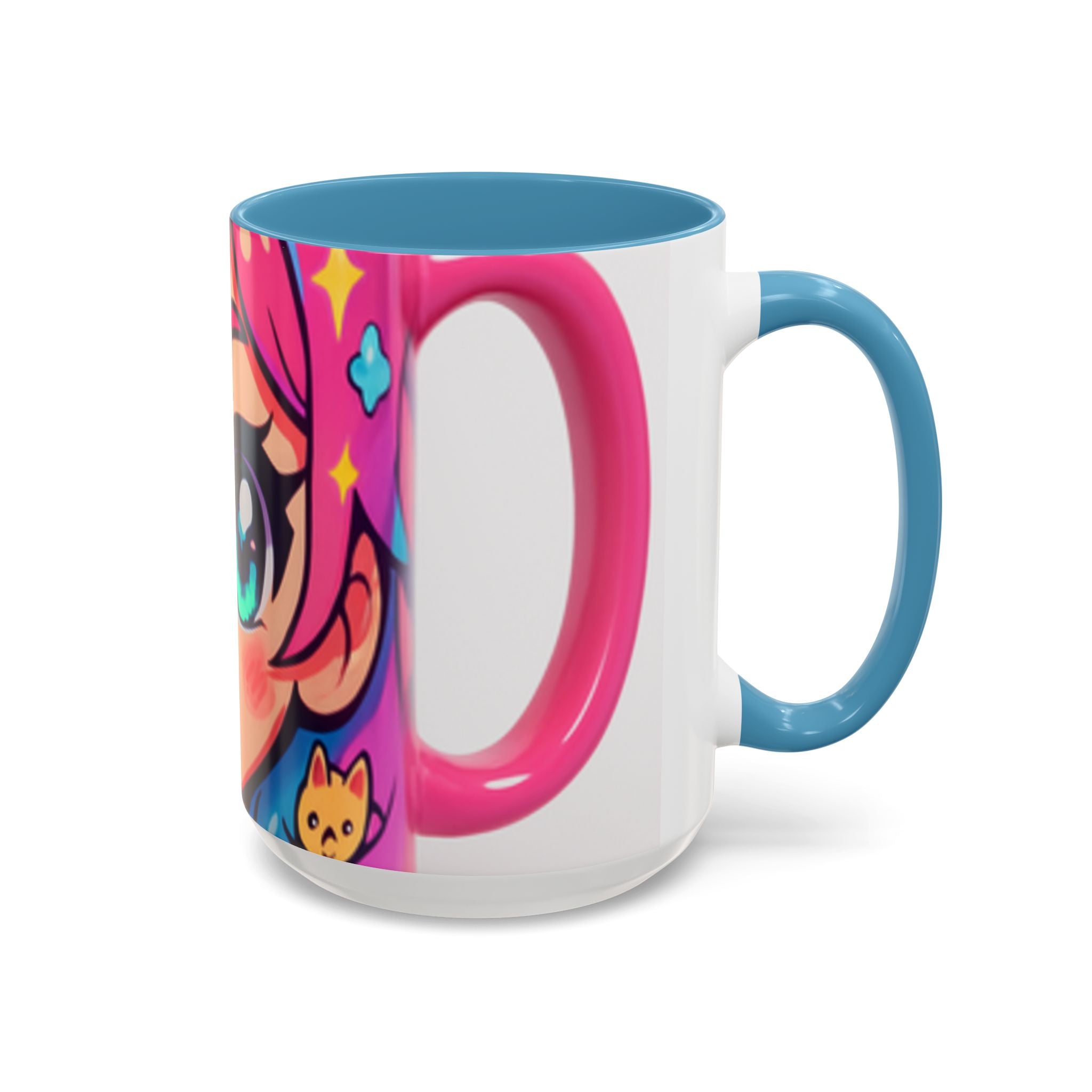 Vibrant Anime Inspired Coffee Mug, Cute Cat Lover Gift, Fun Kitchen Accessory, Bright Accent Mug for Daily Use, Whimsical Drinkware