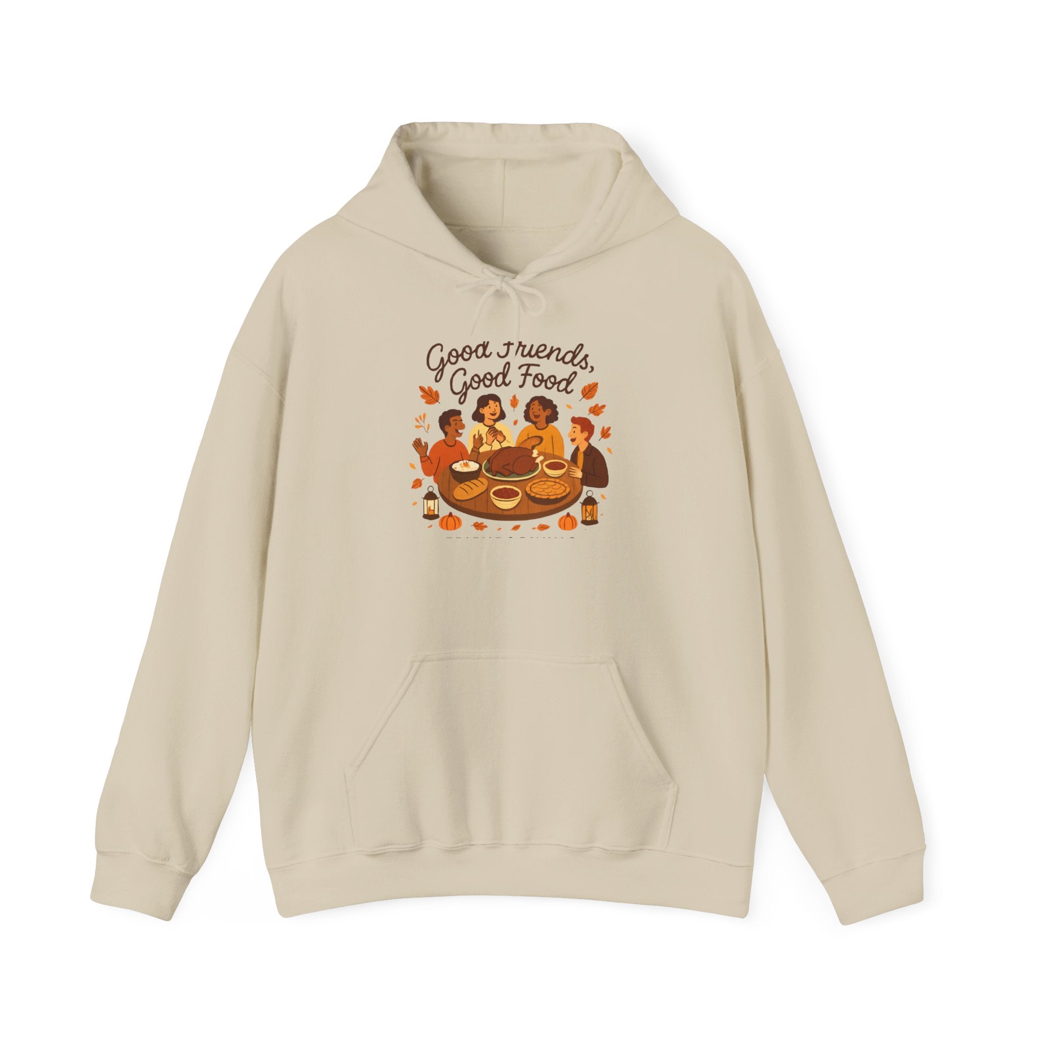 Good Friends Good Food hoodie | Group Dinner Illustration, Cozy Fall Sweatshirt