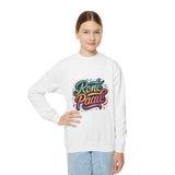 Retro Script Rone Paate Youth Crewneck Sweatshirt | Colorful Handlettering