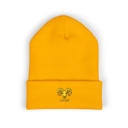 Aries Zodiac Embroidered Cuffed Beanie