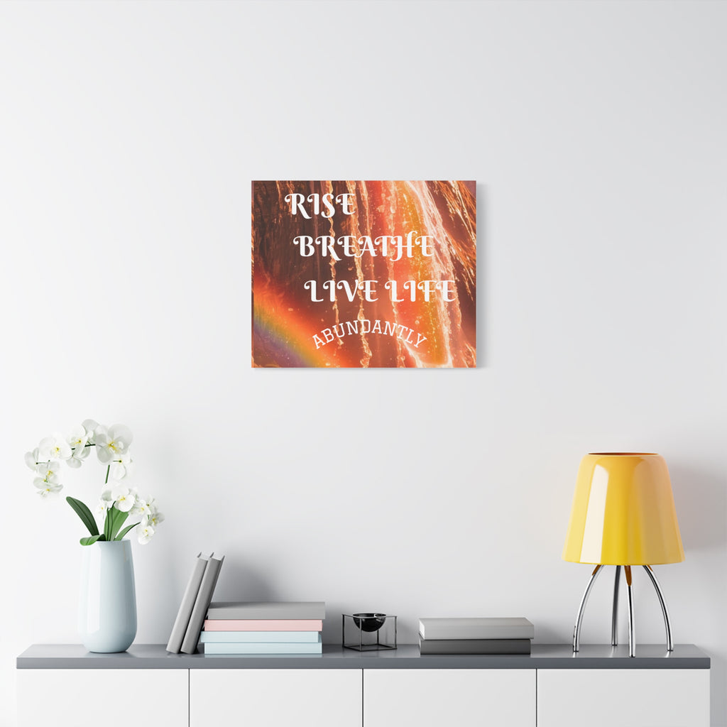 Inspirational Wall Art Canvas, RISE & BREATHE, Motivational Home Decor, Gift for Yoga Lovers, Positive Vibes Art