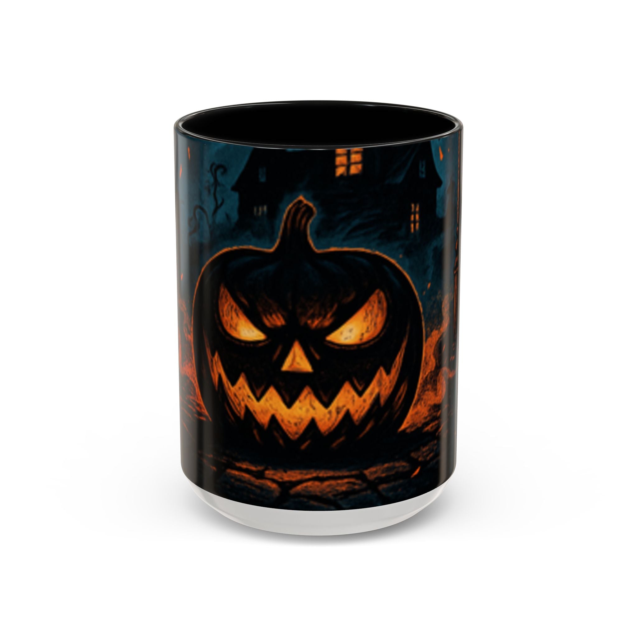 Spooky Pumpkin Coffee Accent Mug — Autumn Vibes Ceramic Coffee Cup (11/15 oz)