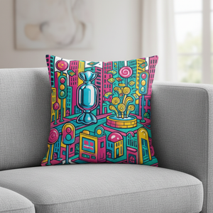 Candy City Digital Art Print – Neon Pop Art City