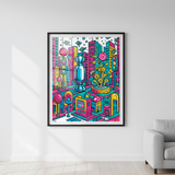 Candy City Digital Art Print – Neon Pop Art City