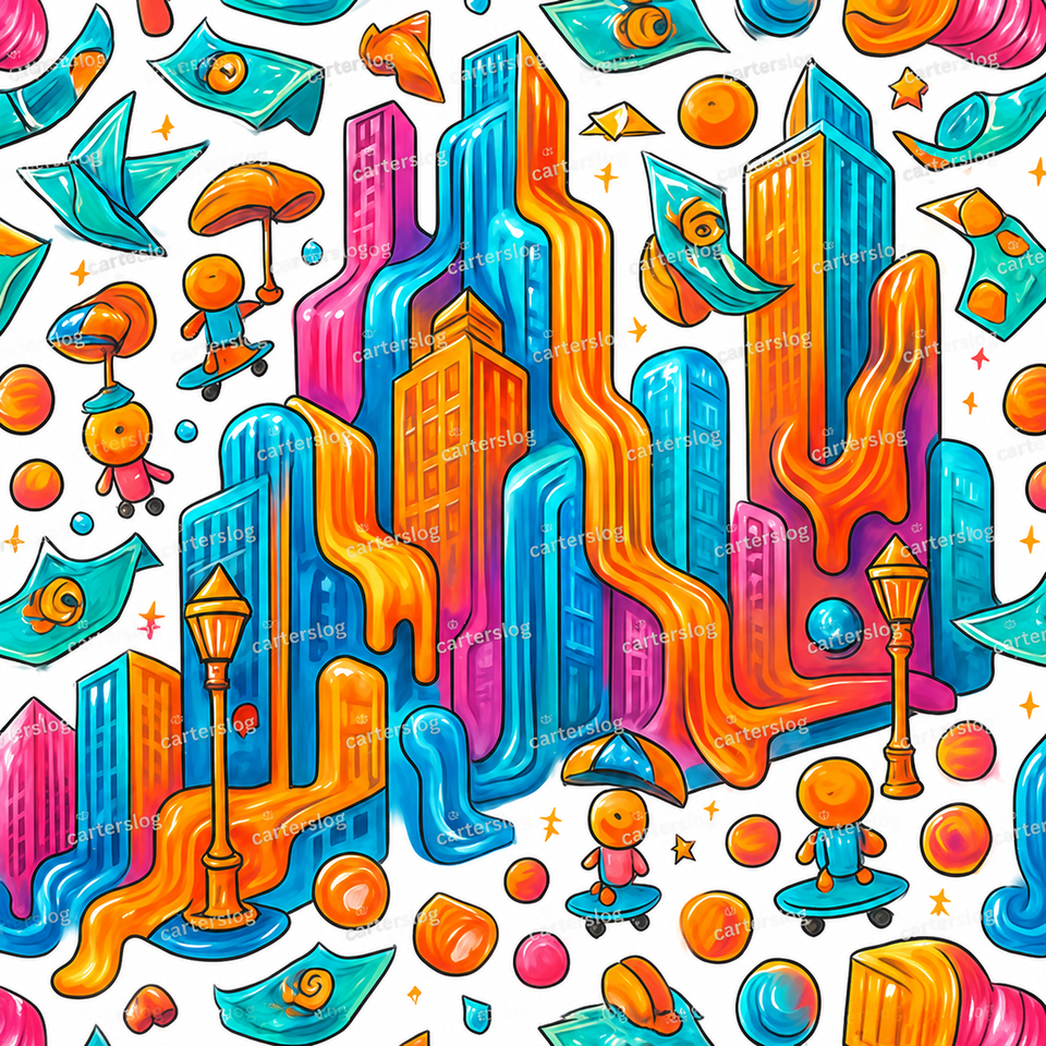 Futuristic City Psychedelic Digital Art Print