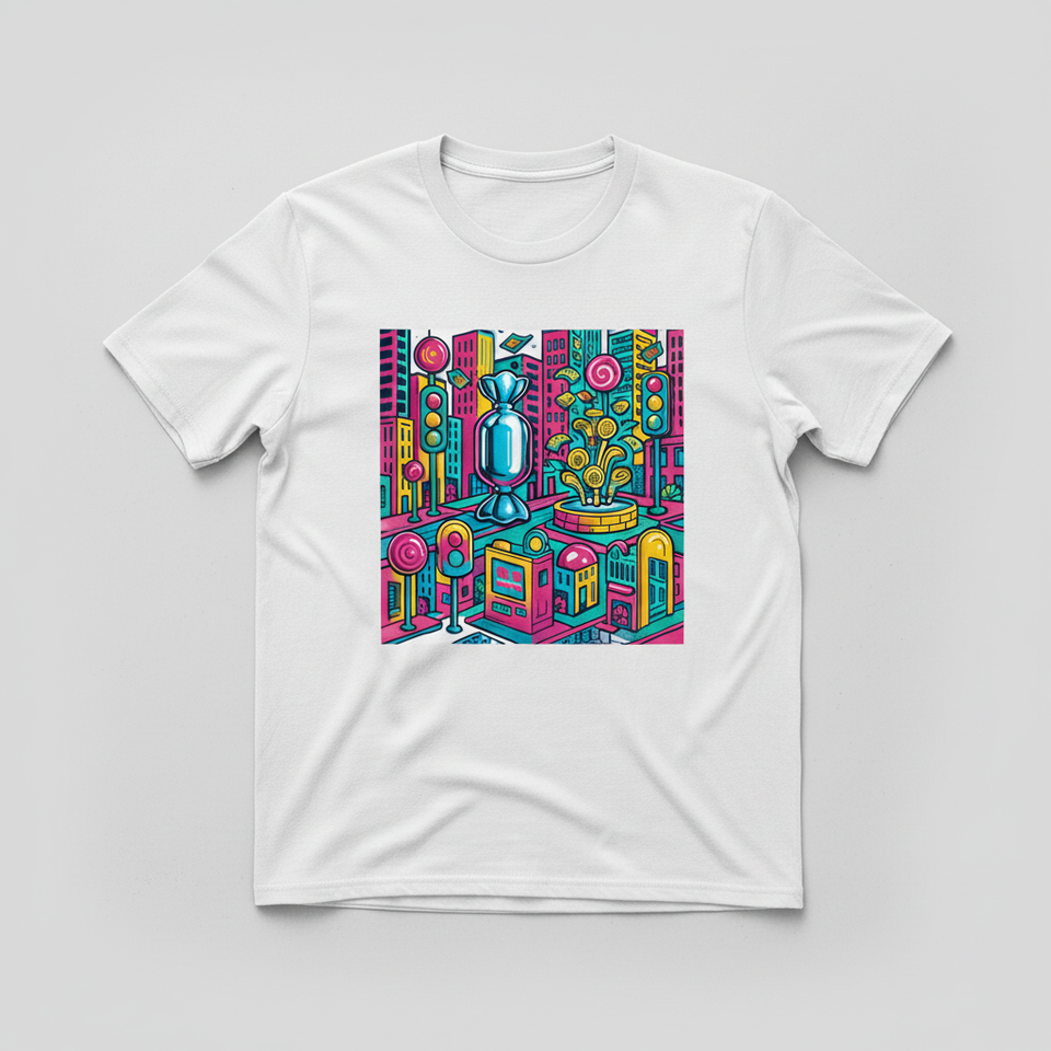 Candy City Digital Art Print – Neon Pop Art City